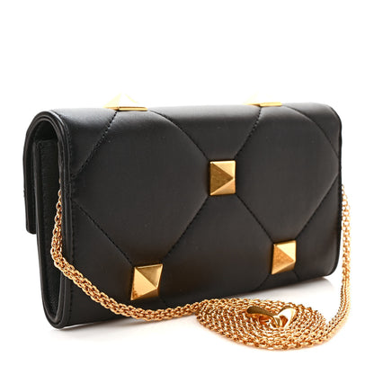 Valentino Garavani Nappa Roman Stud Wallet on Chain Black 3 of 10