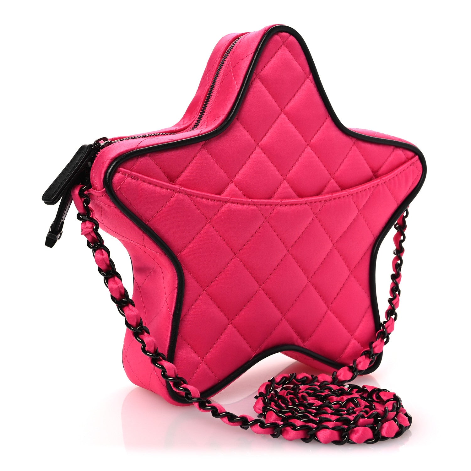 Chanel Satin Quilted Walk Of Fame Star Bag Fuchsia Black 3 of 11