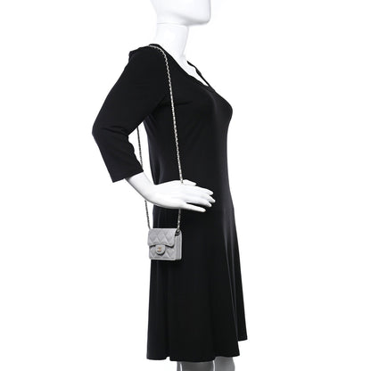 Chanel Caviar Quilted Flap Card Holder On Chain Grey 2 of 9