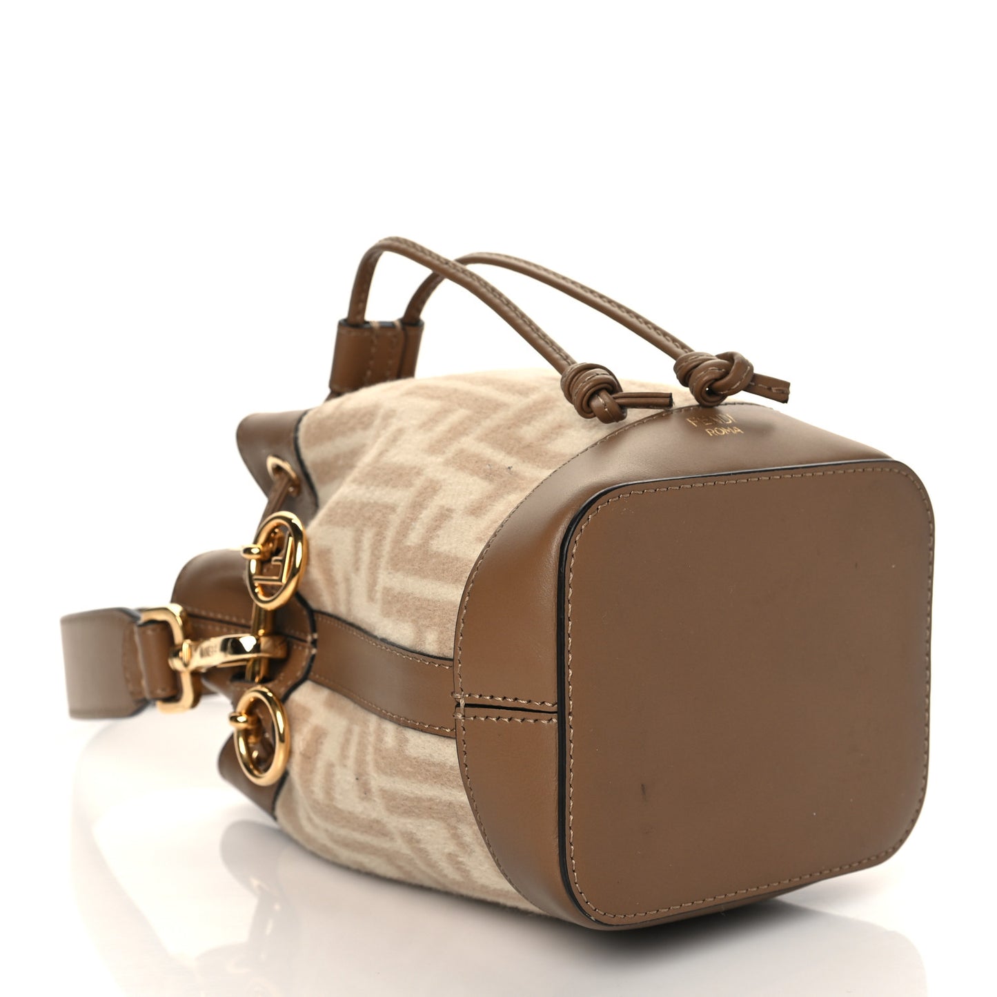 Wool Vitello King FF 1974 Mini Mon Tresor Bucket Bag Beige Cammello Sand