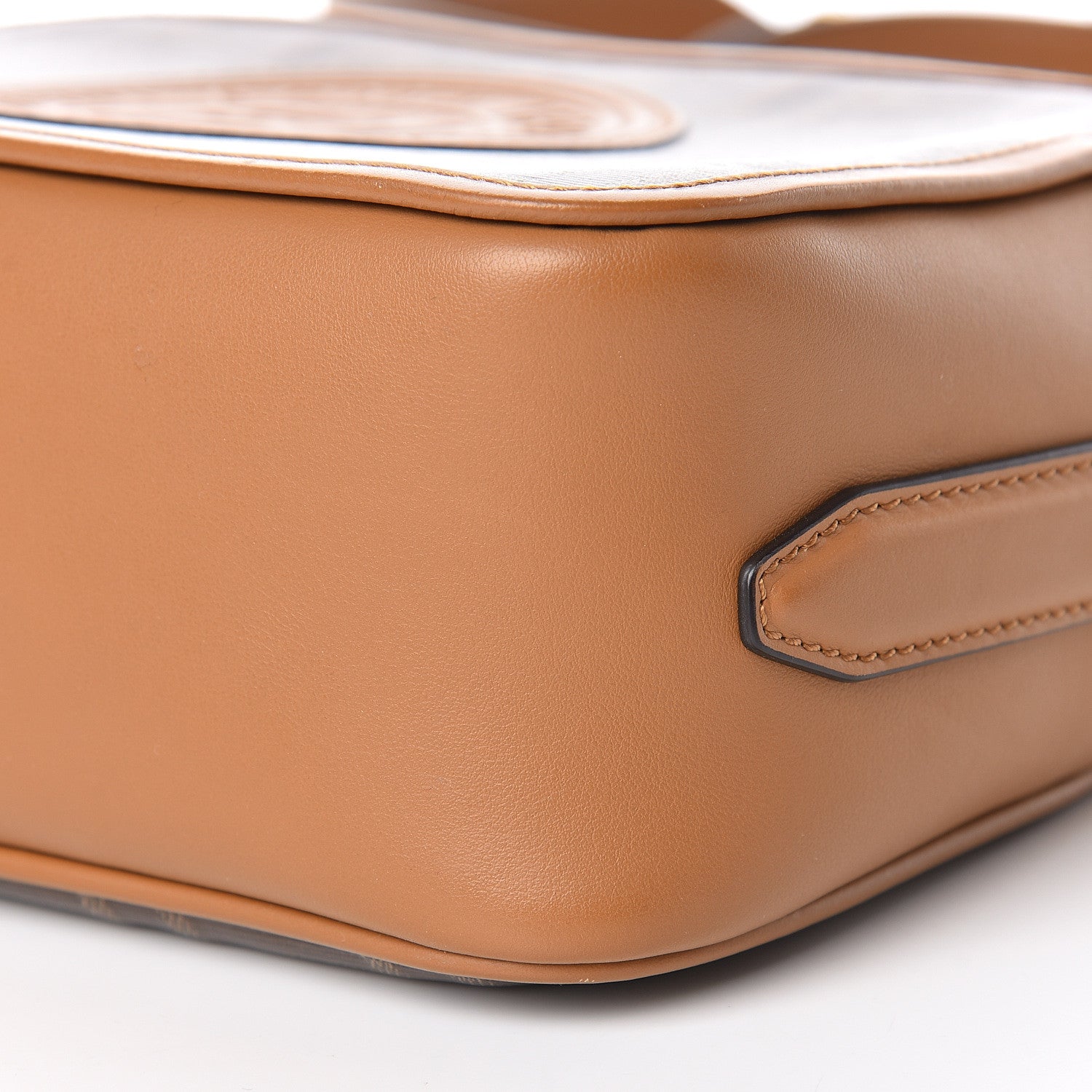 Fendi Glazed Fabric Vitello Century F is Fendi FF 1974 Stamp Patch Camera Case Mogano Panna Caramello 11 of 11