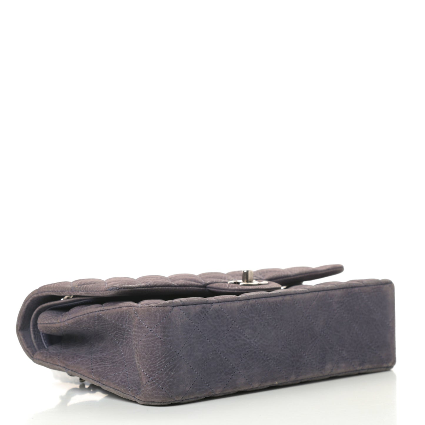 Nubuck Quilted Medium Double Flap Grey