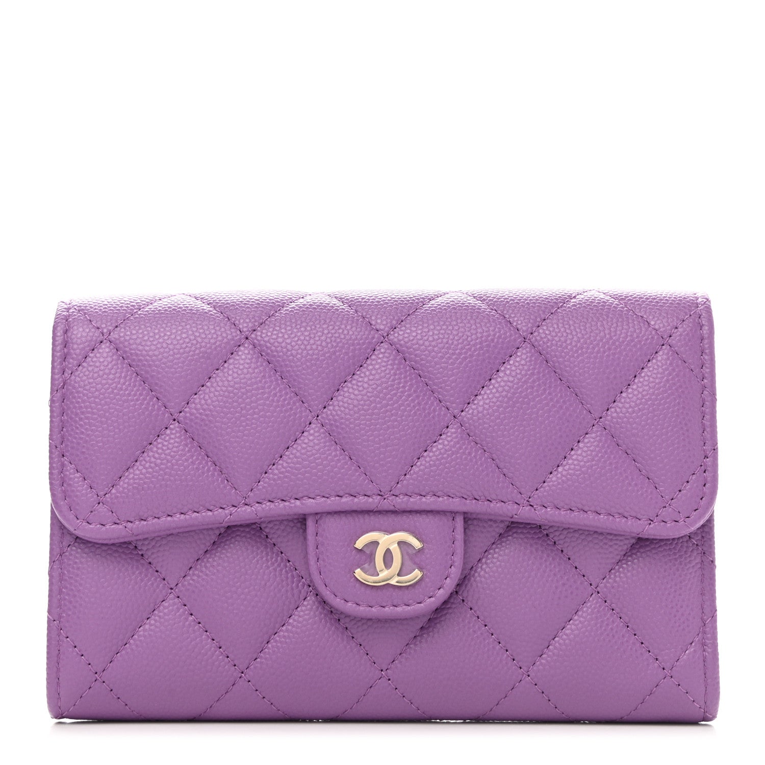 Chanel Caviar Quilted Medium Flap Wallet Purple 1 of 7