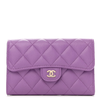 Chanel Caviar Quilted Medium Flap Wallet Purple 1 of 7