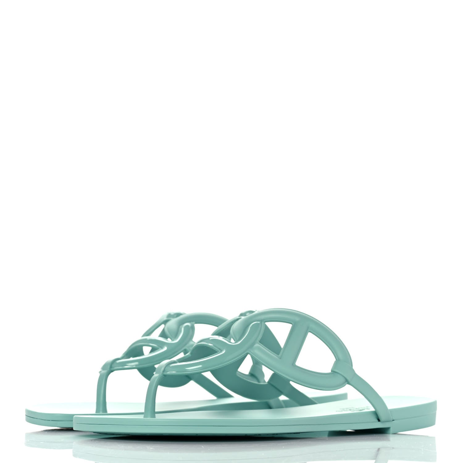 Hermes Rubber Womens Egerie Sandals 38 Vert Embrun 3 of 9