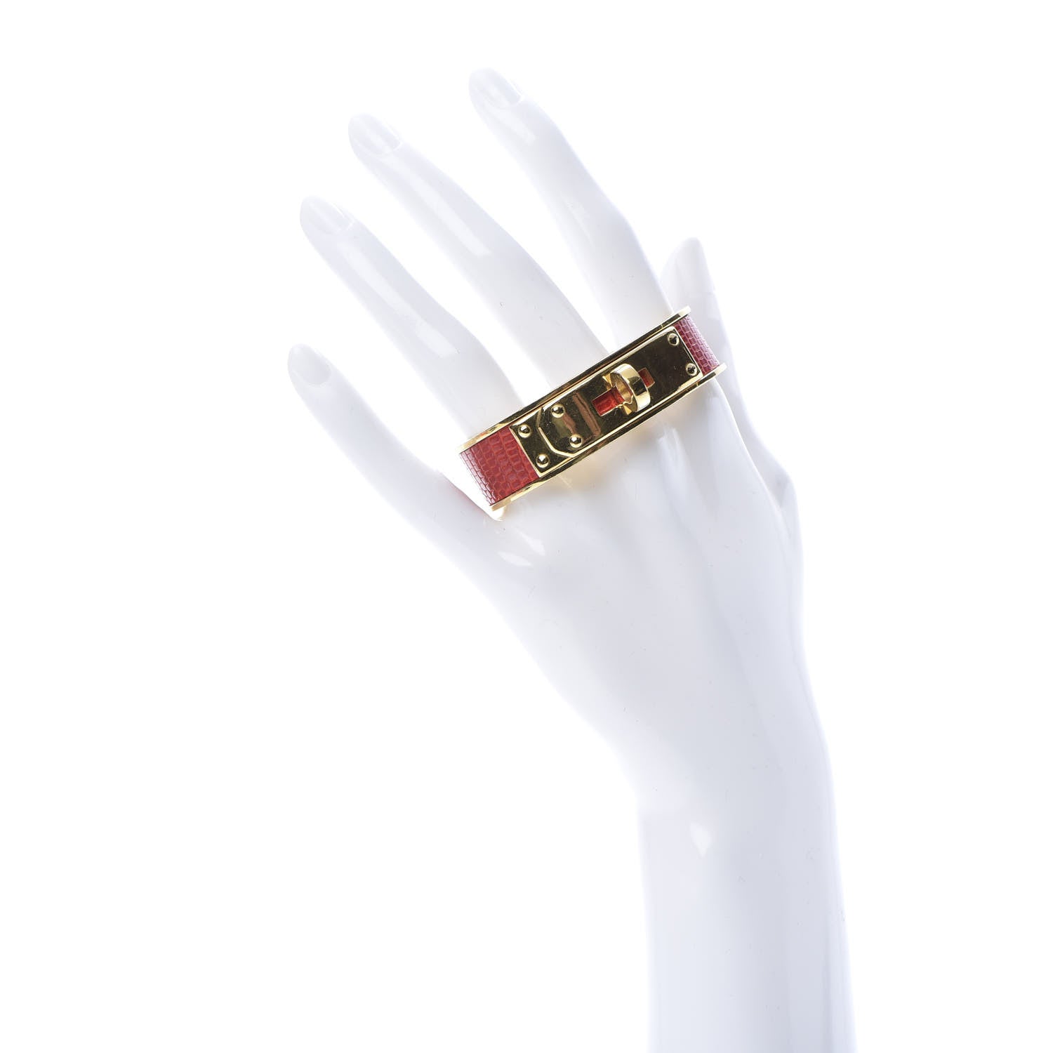 Hermes Lizard Kelly Cuff Rouge 2 of 5