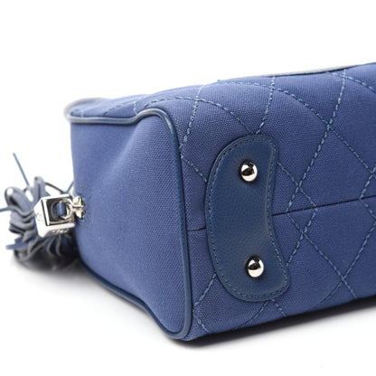 Chanel Canvas Quilted Small Tassel Bowler Blue 6 of 10