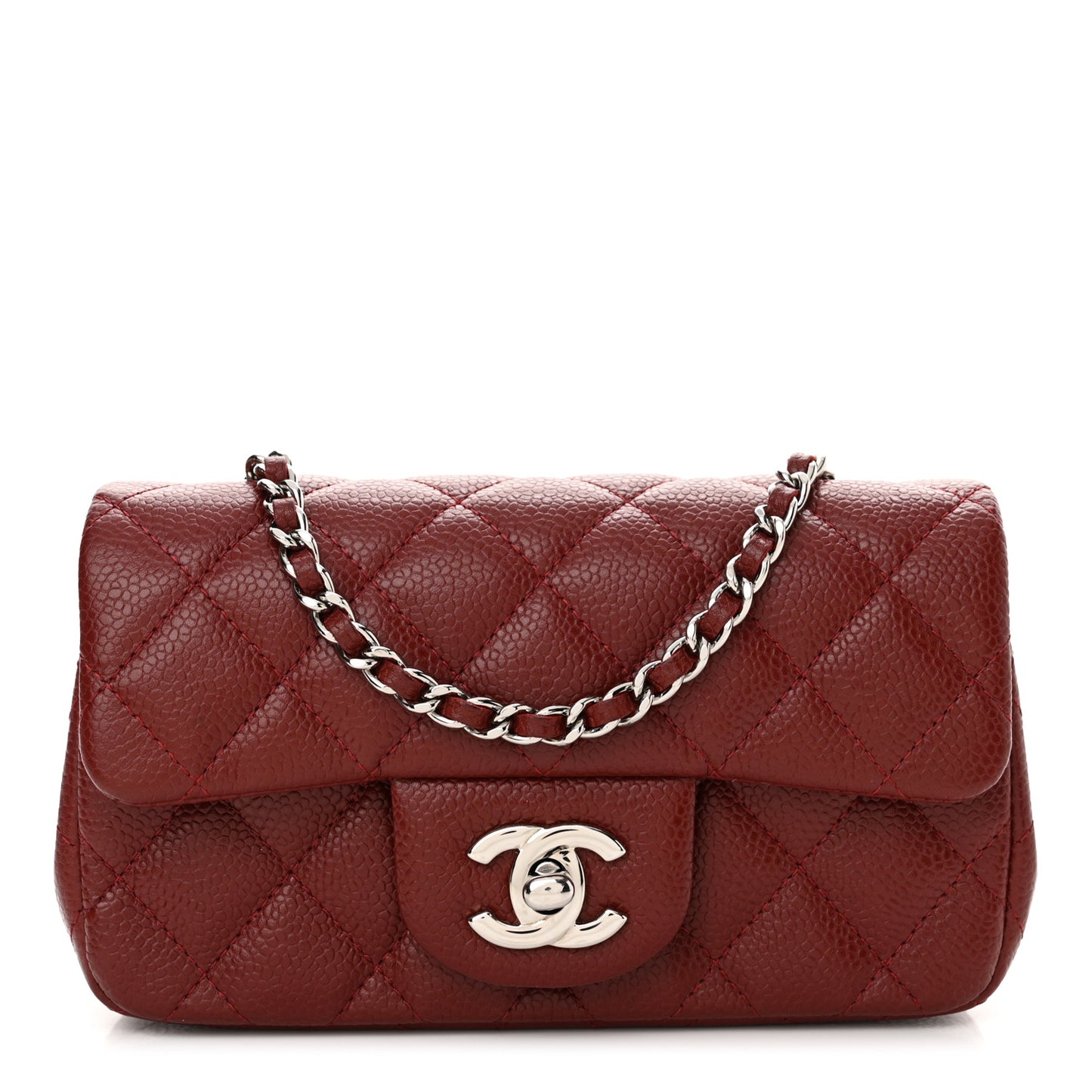 Caviar Quilted Extra Mini Flap Burgundy