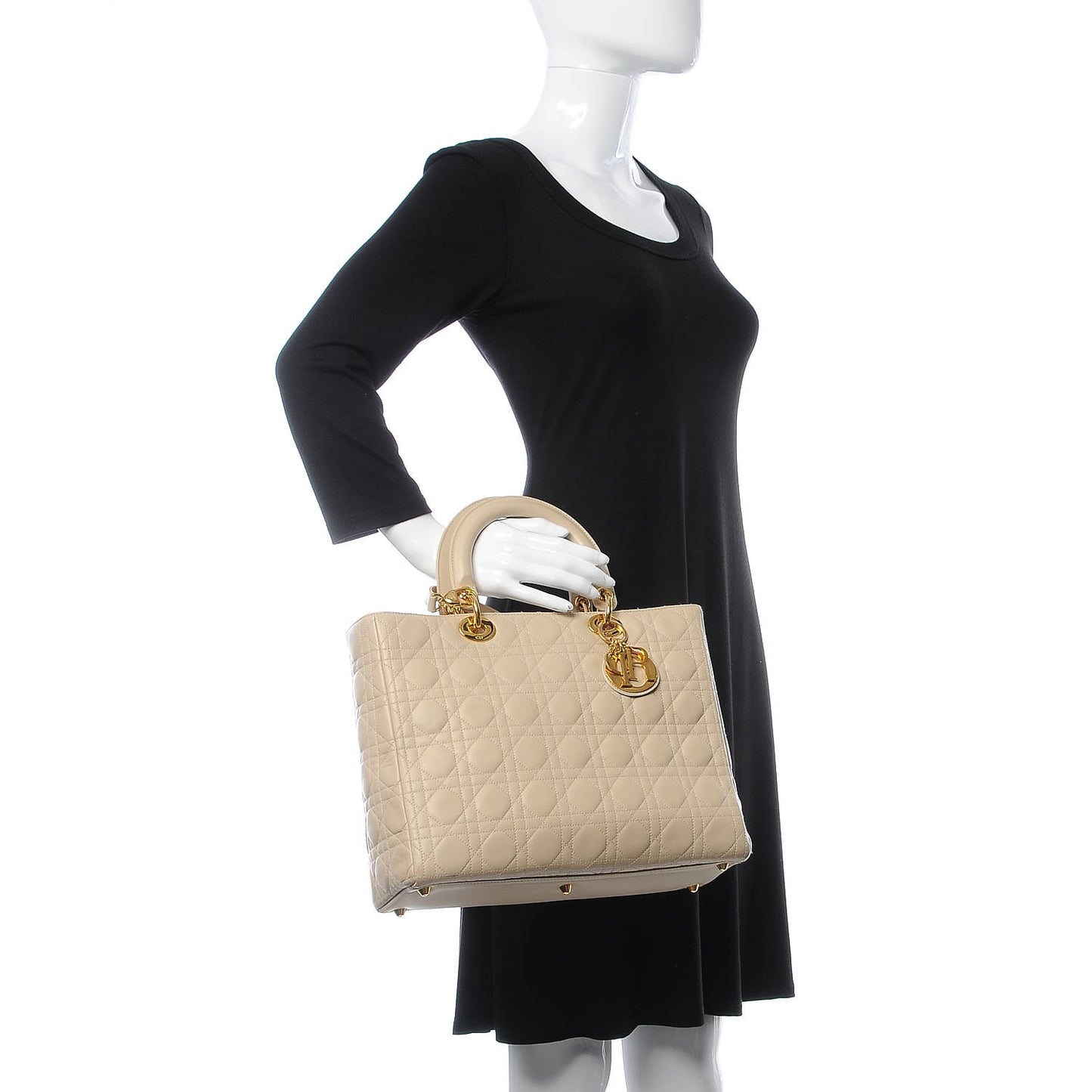 Lambskin Cannage Large Lady Dior Beige