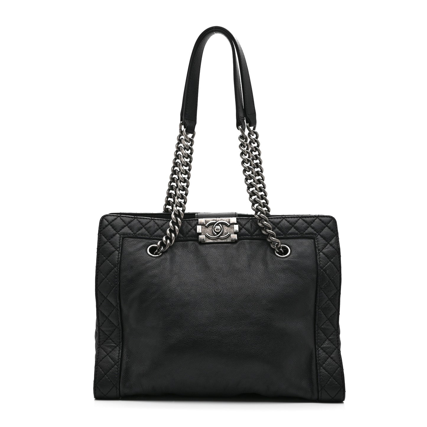 Calfskin Boy Reverso Shopping Tote Black