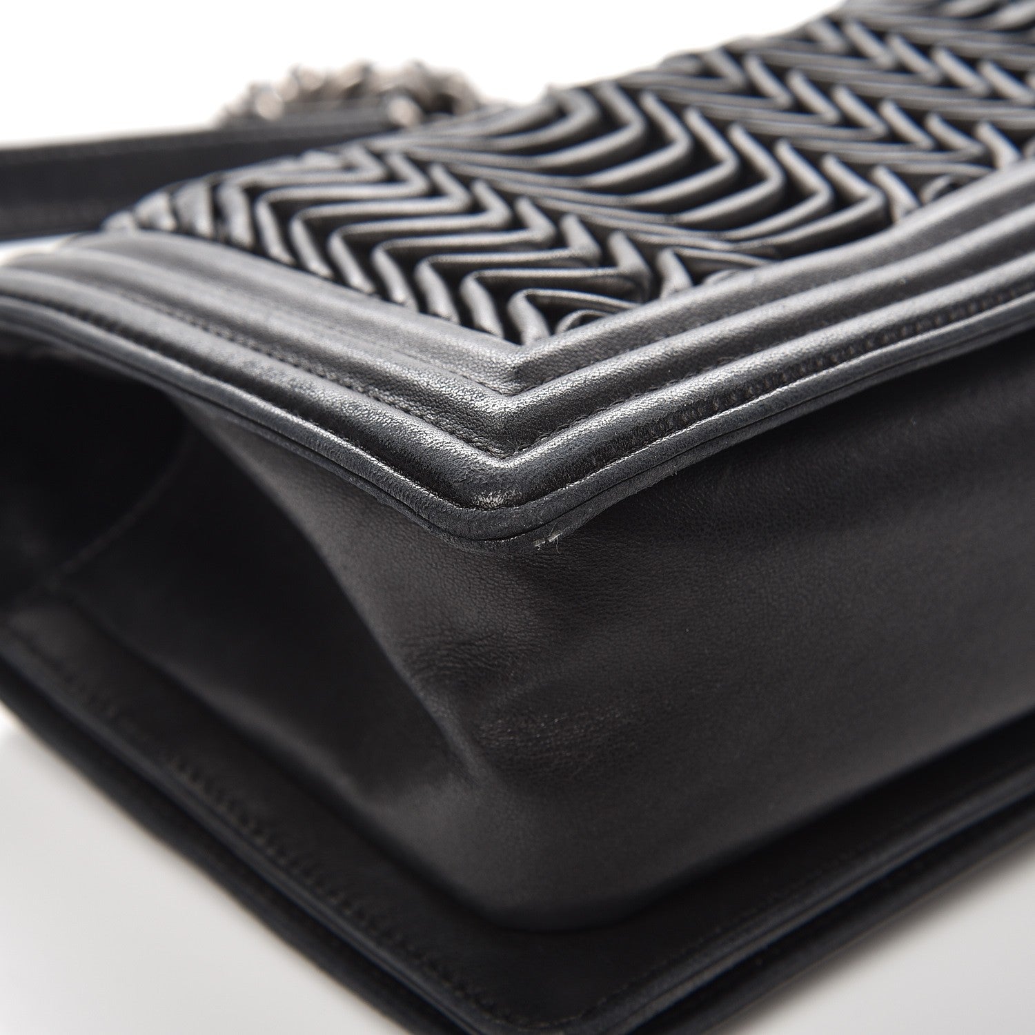 Chanel Calfskin Pleated Medium Boy Flap Black 9 of 11