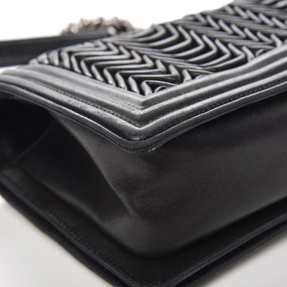 Chanel Calfskin Pleated Medium Boy Flap Black 9 of 11