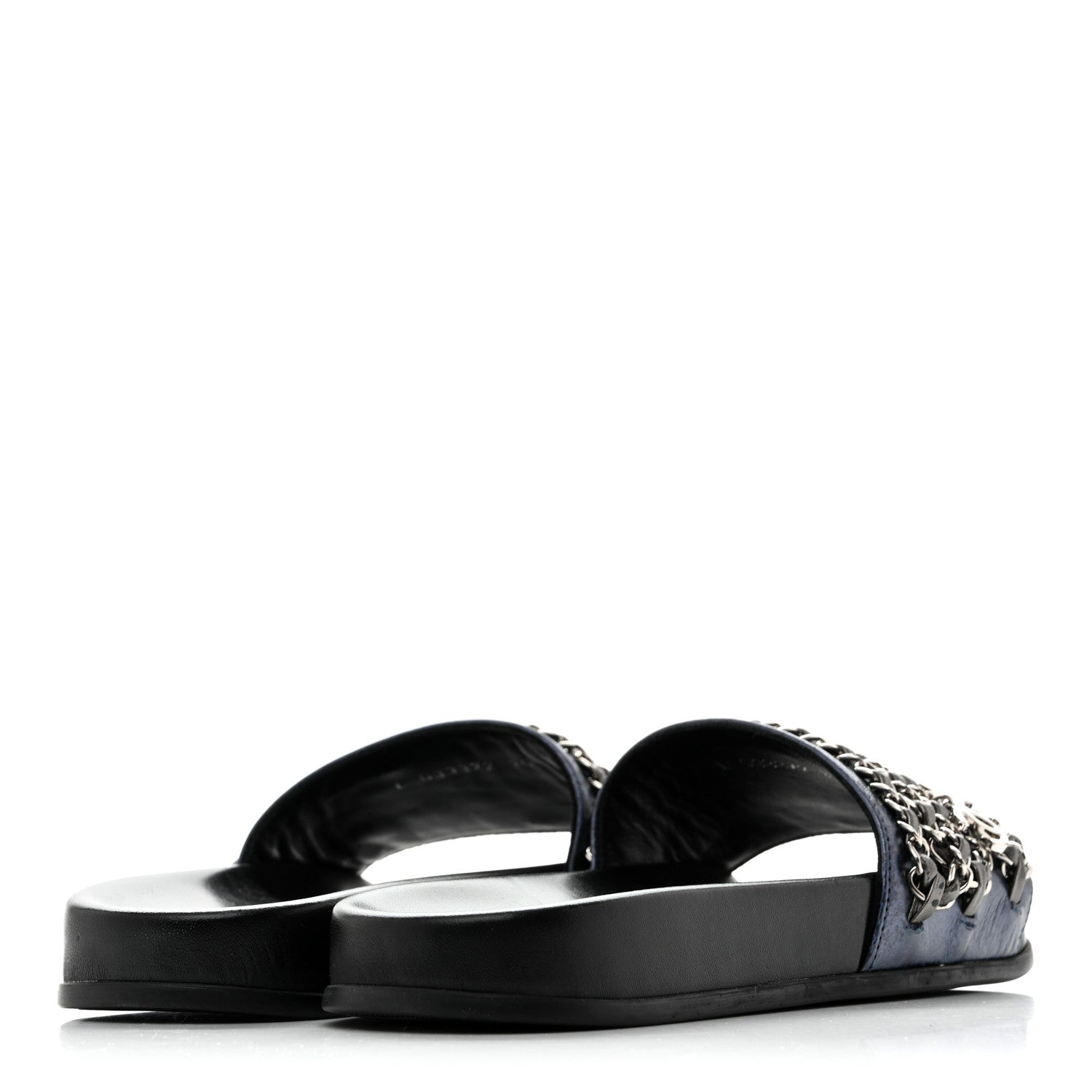 Chanel Fantasy Lambskin Chain Slides Sandals Flats 35 Blue 5 of 10