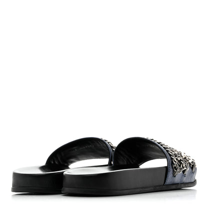 Chanel Fantasy Lambskin Chain Slides Sandals Flats 35 Blue 5 of 10