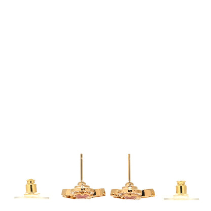 Chanel Metal Crystal Pearl CC Drop Earrings Pink Gold 3 of 5