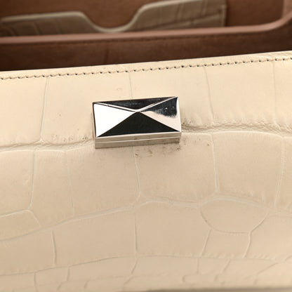 Alexander McQueen Calfskin Crocodile Embossed Box Shoulder Bag 19 Cream 8 of 8