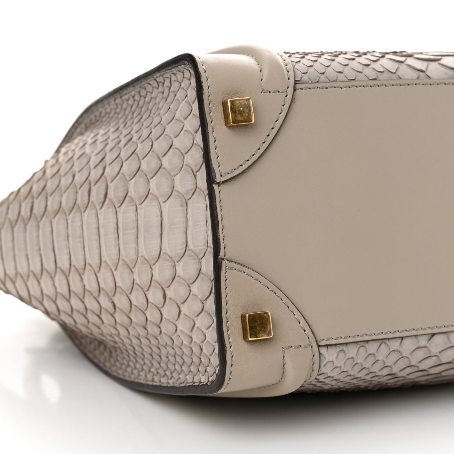 Python Smooth Calfskin Micro Luggage Pearl
