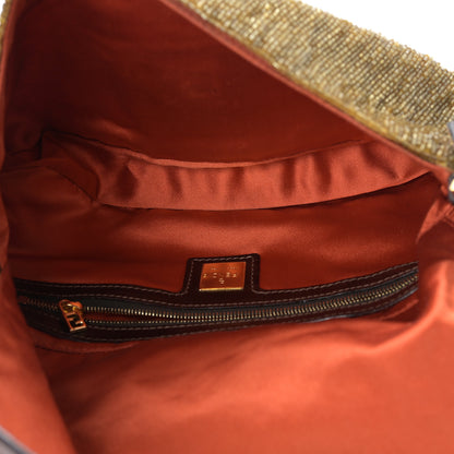 Fendi Beaded Baguette Beige Gold 5 of 9