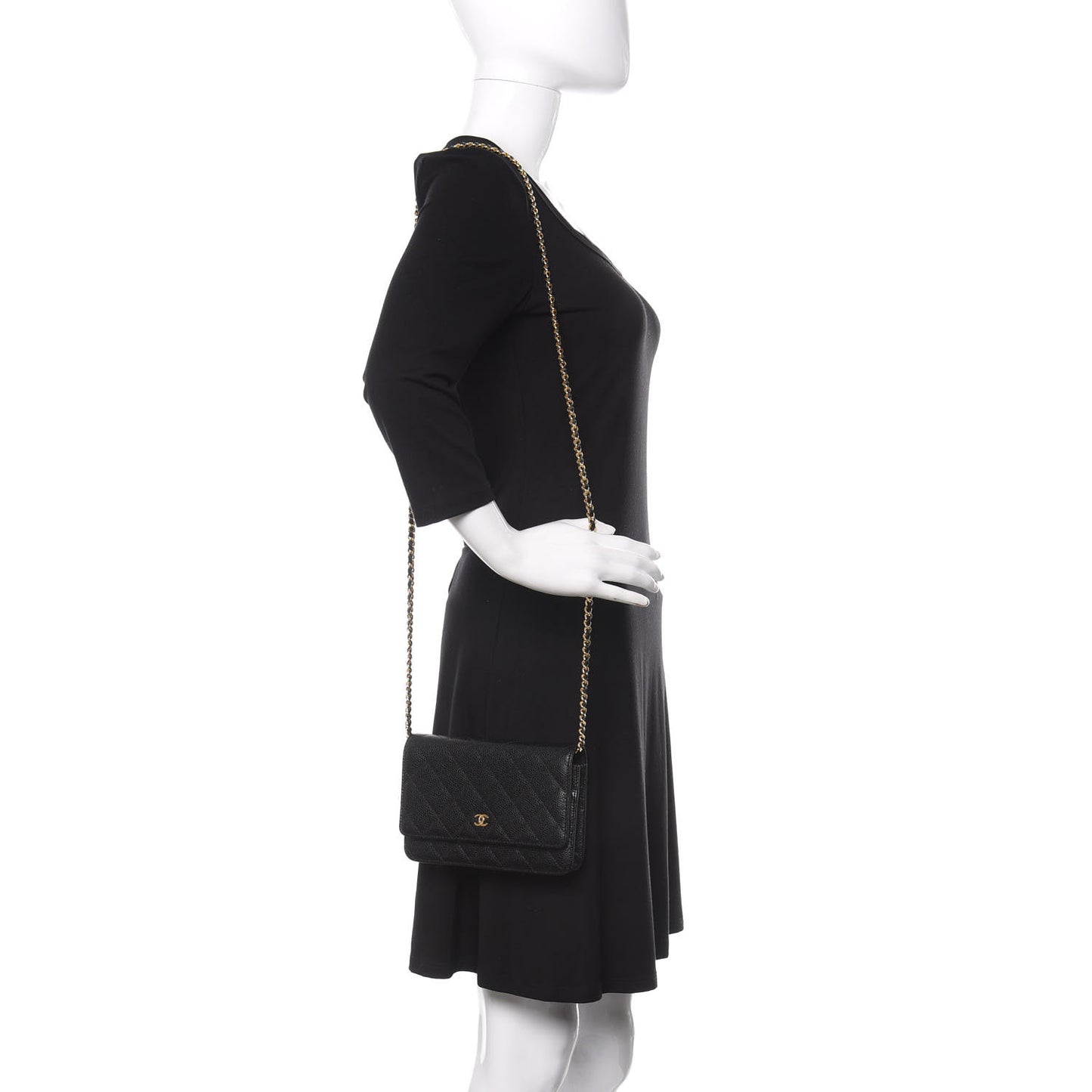 Caviar Quilted Wallet On Chain WOC Black