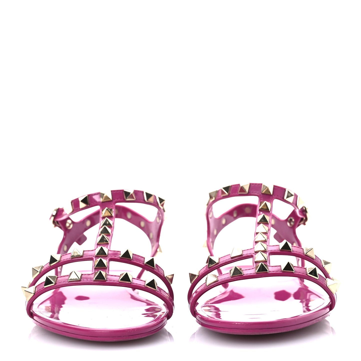 PVC Jelly Rockstud Caged Flat Thong Sandals 38 Blossom