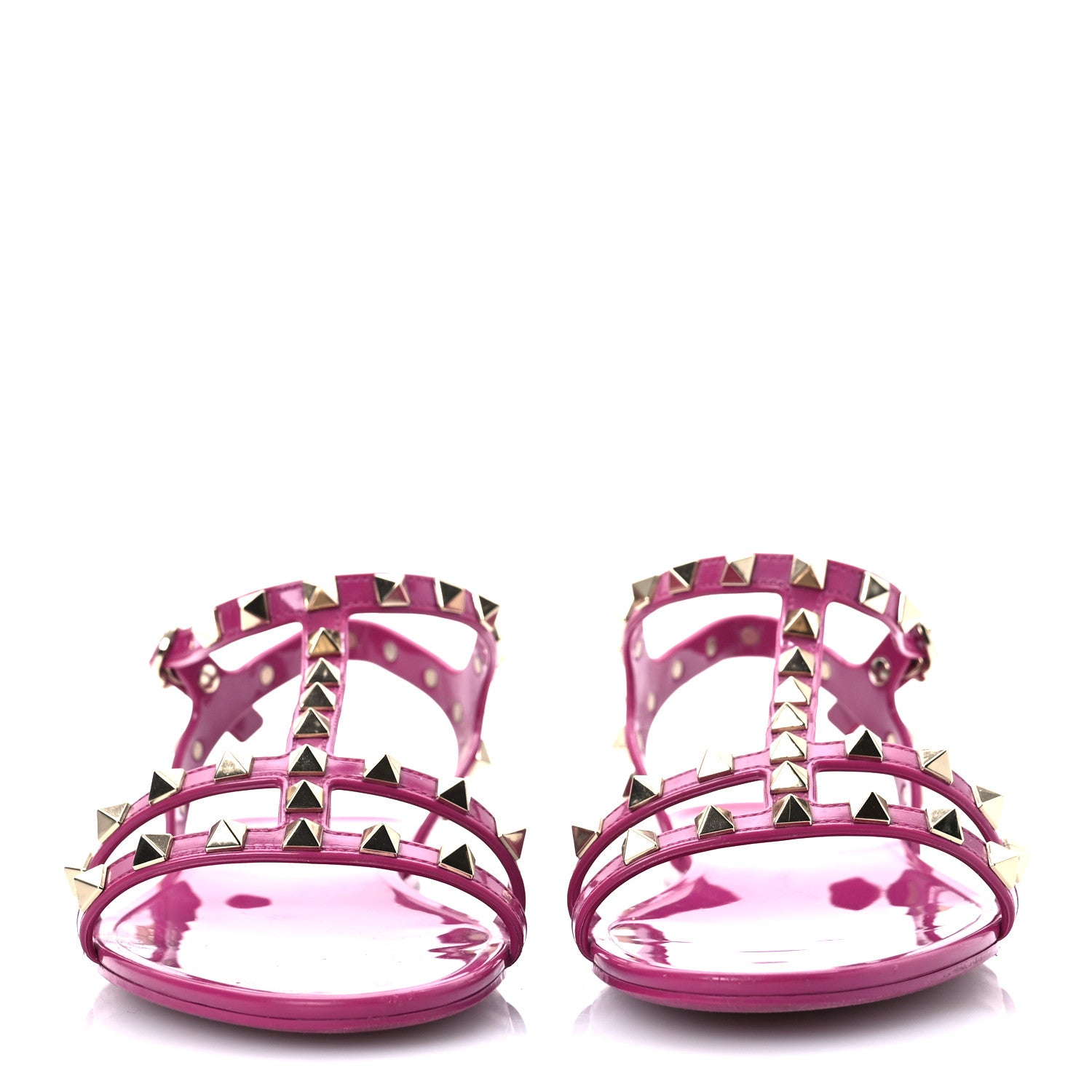 Valentino Garavani PVC Jelly Rockstud Caged Flat Thong Sandals 38 Blossom 3 of 12