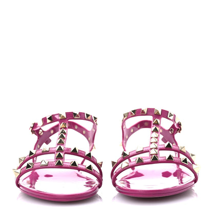 Valentino Garavani PVC Jelly Rockstud Caged Flat Thong Sandals 38 Blossom 3 of 12