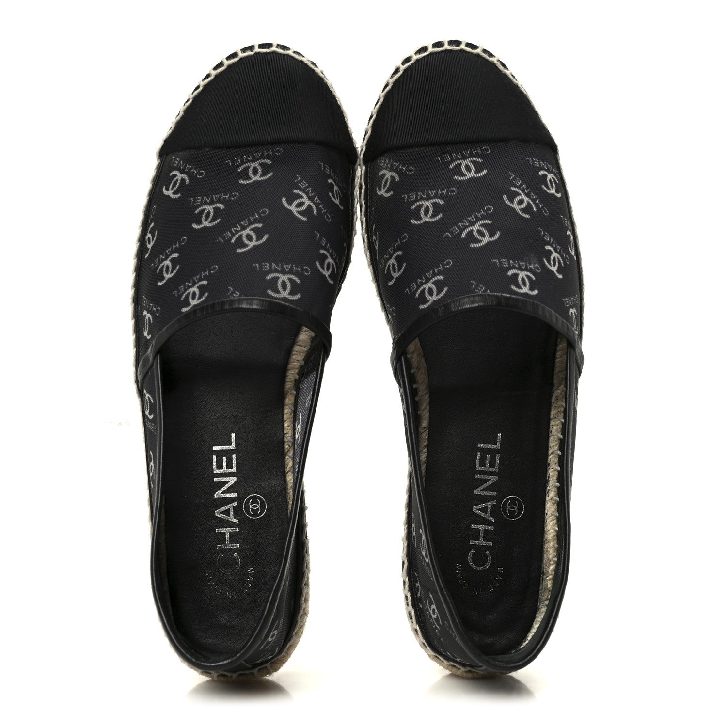 Chanel Mesh Grosgrain CC Espadrilles 38 Black White 2 of 11