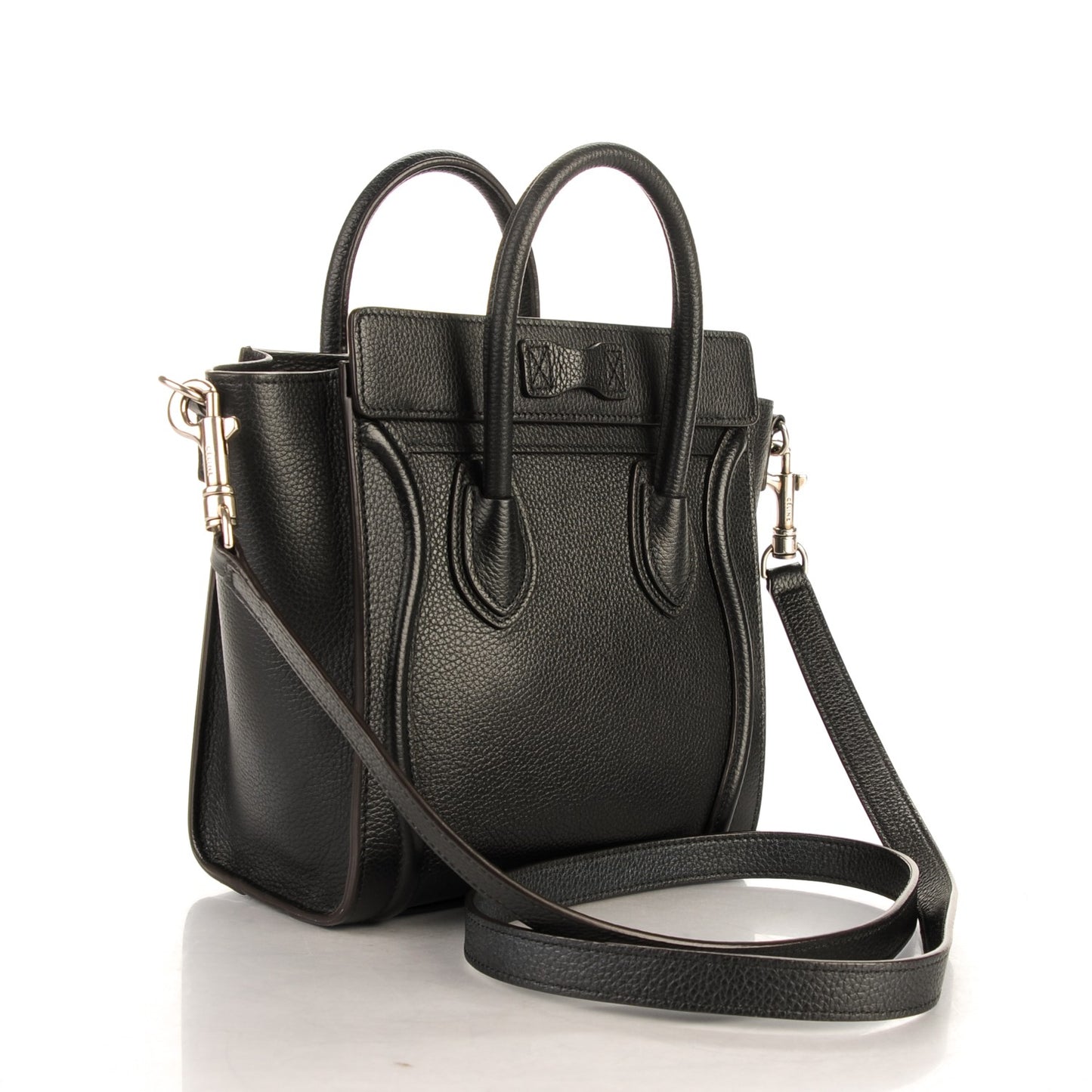 Drummed Calfskin Nano Luggage Black