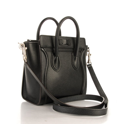 Celine Drummed Calfskin Nano Luggage Black 3 of 6