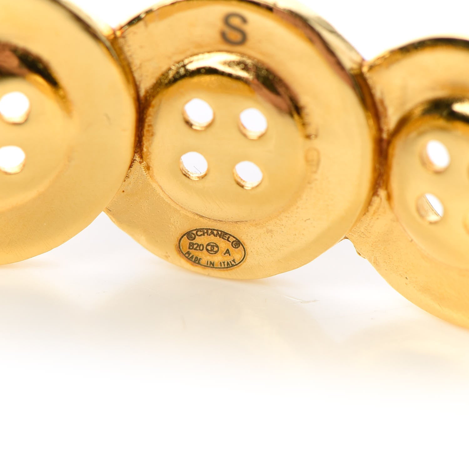 Chanel Metal Paris Button Logo Cuff Bracelet Gold 4 of 6