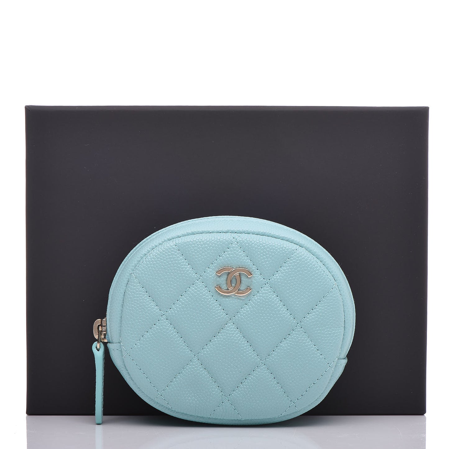 Caviar Quilted Zip Around Classic Coin Purse Light Blue