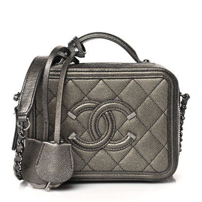 Chanel Caviar Quilted Small CC Filigree Vanity Case Dark Grey 1 of 9