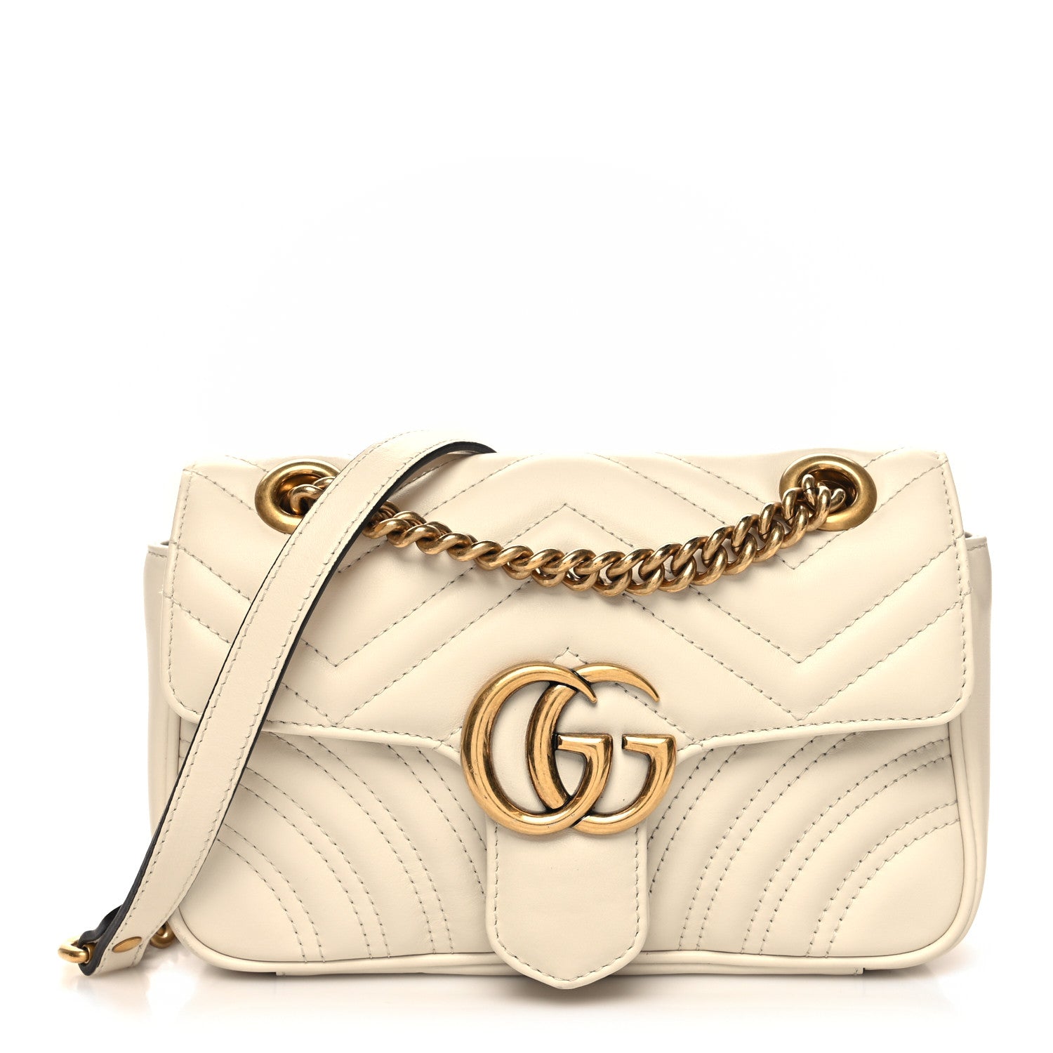 Gucci Calfskin Matelasse Mini GG Marmont Shoulder Bag White 1 of 10
