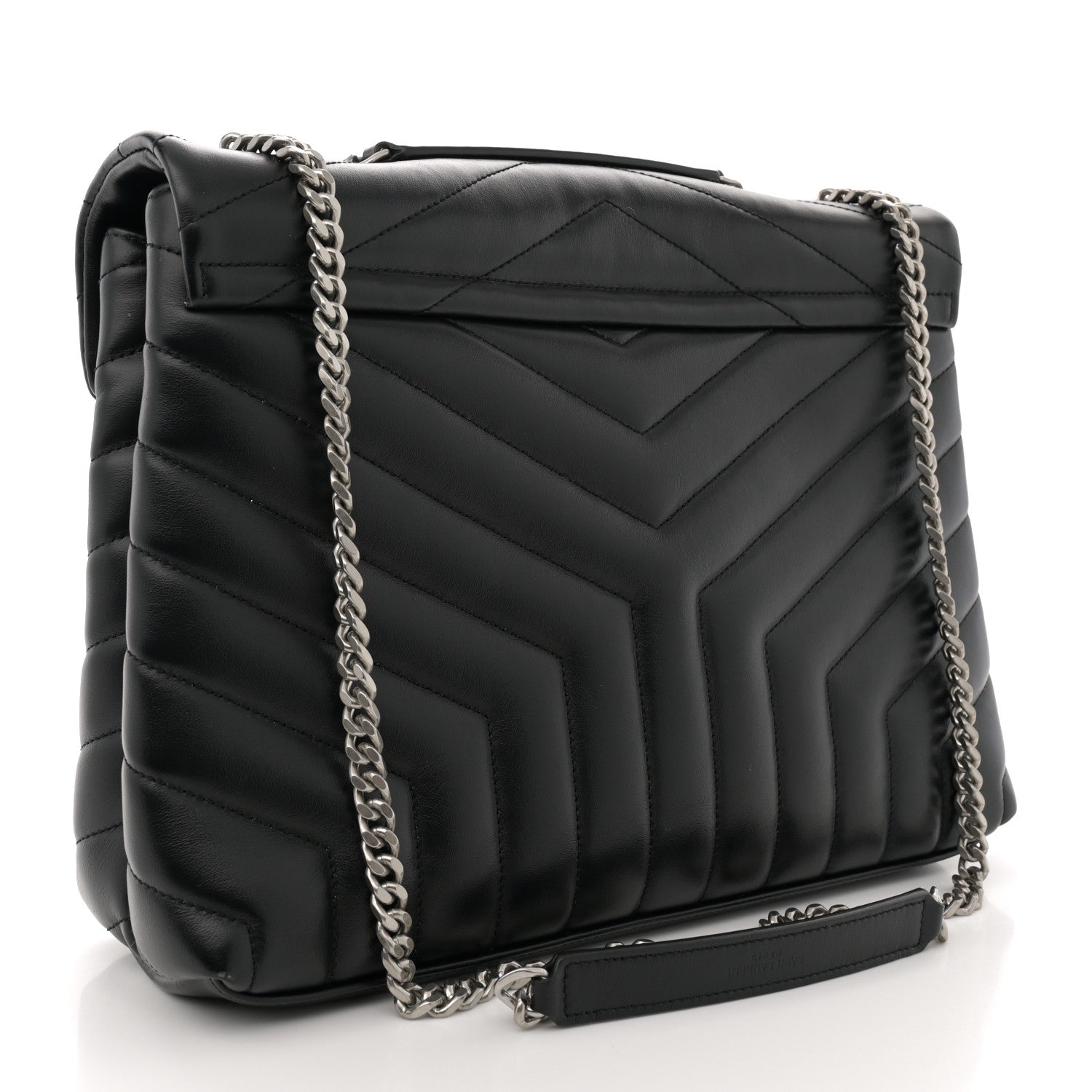 Saint Laurent Calfskin Y Quilted Monogram Medium Loulou Chain Satchel Black 3 of 11