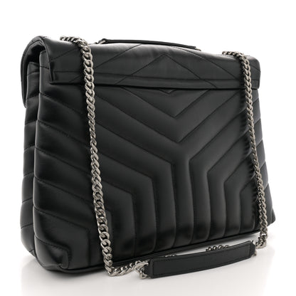 Saint Laurent Calfskin Y Quilted Monogram Medium Loulou Chain Satchel Black 3 of 12
