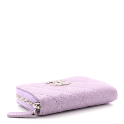 Chanel Caviar Quilted CC Logo Zip Coin Purse Purple 4 of 9