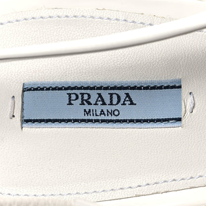 Prada Spazzolato Triangle Logo Pointed Toe 45mm Slingback Pumps 40.5 White 8 of 9
