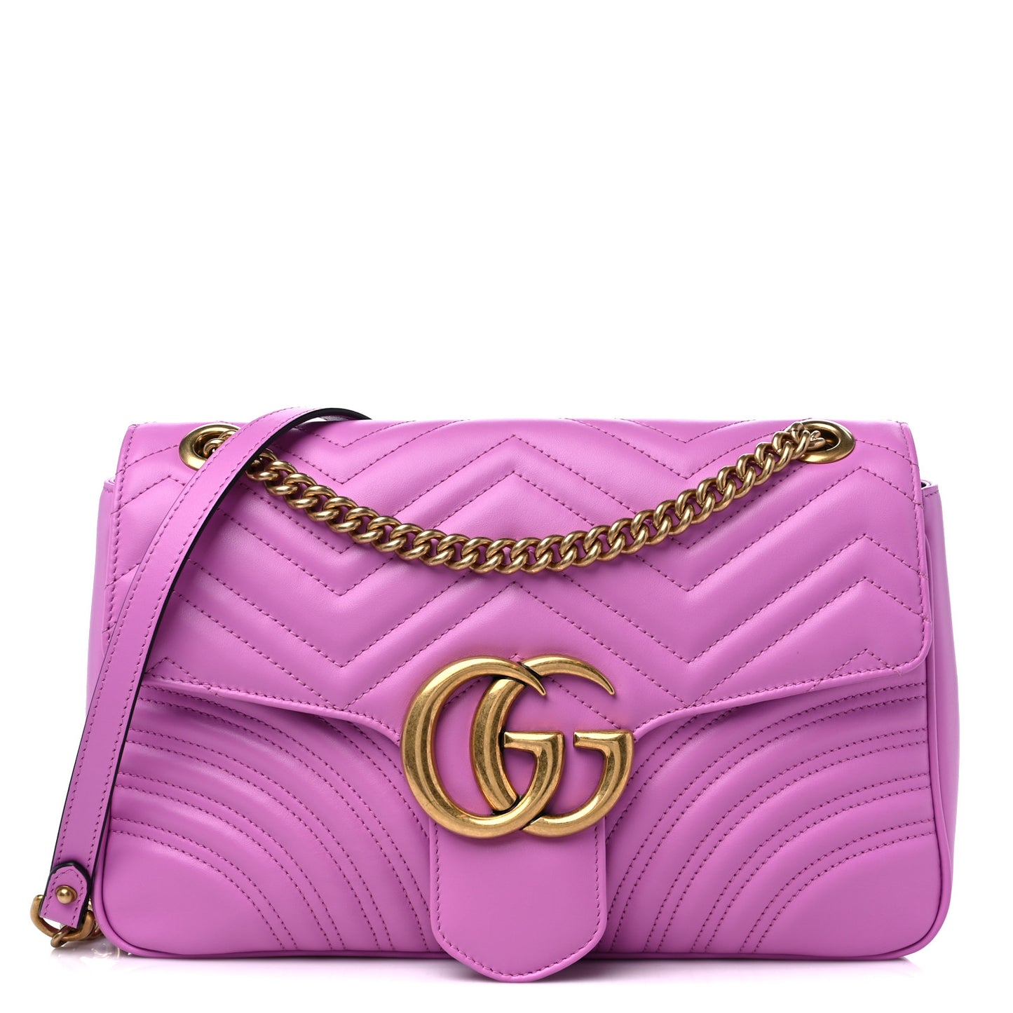 Calfskin Matelasse Medium GG Marmont Shoulder Bag Candy Mousse