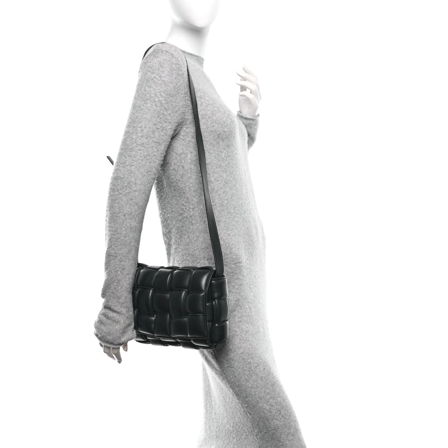 Nappa Maxi Intreccio Padded Cassette Crossbody Bag Black