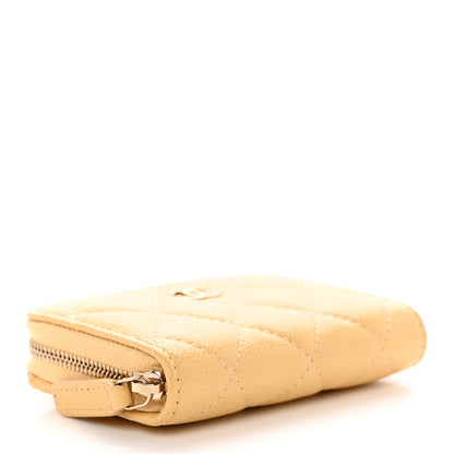 Chanel Caviar Quilted Zip Around Coin Purse Beige 4 of 7
