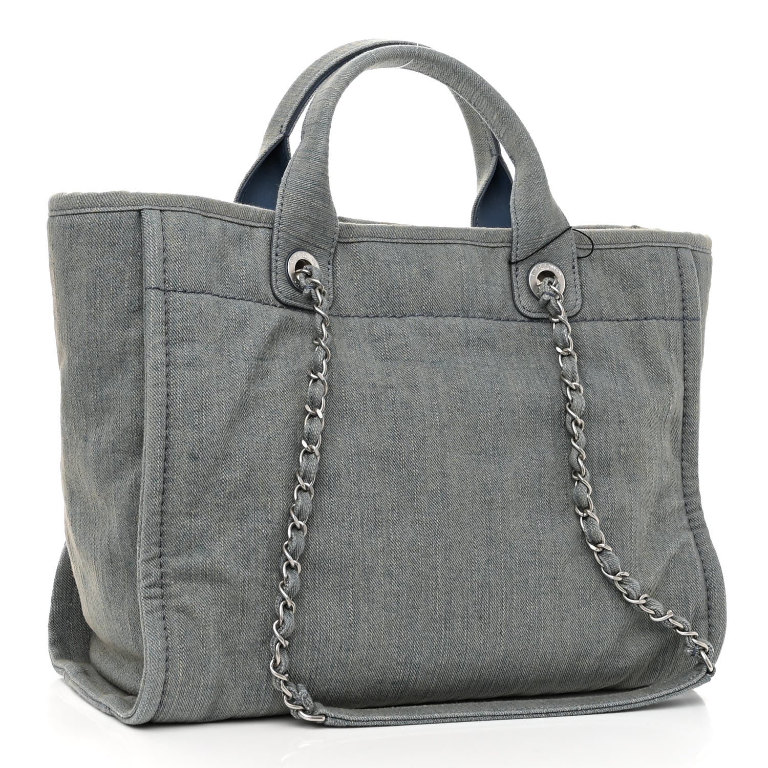 Chanel Denim Small Deauville Tote Light Blue 3 of 10