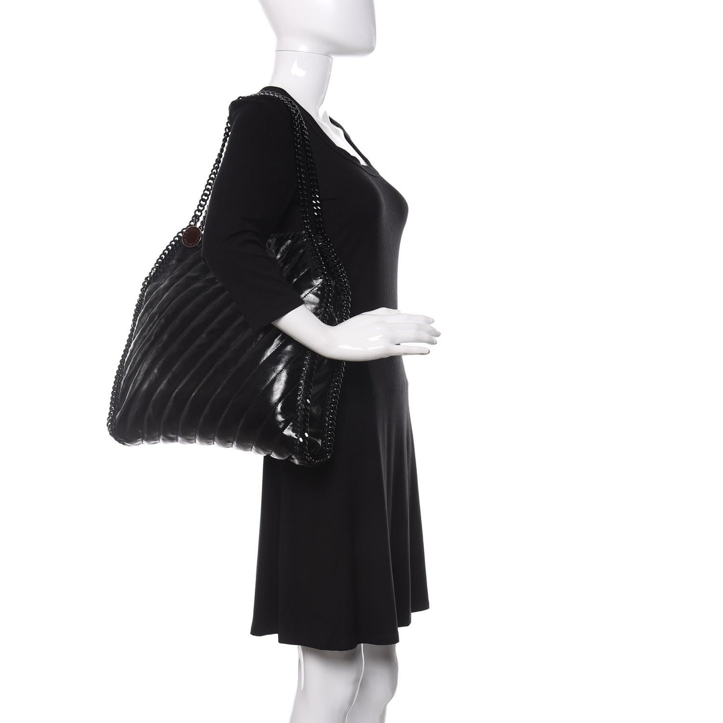 Patent Eco Alter Nappa Quilted Small Falabella Tote Black