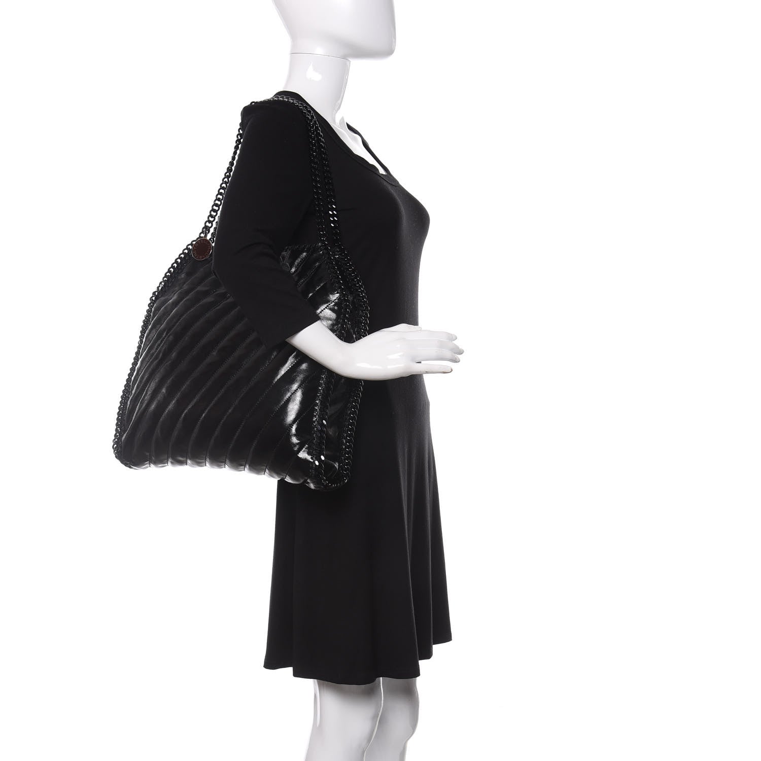 Stella McCartney Patent Eco Alter Nappa Quilted Small Falabella Tote Black 2 of 9