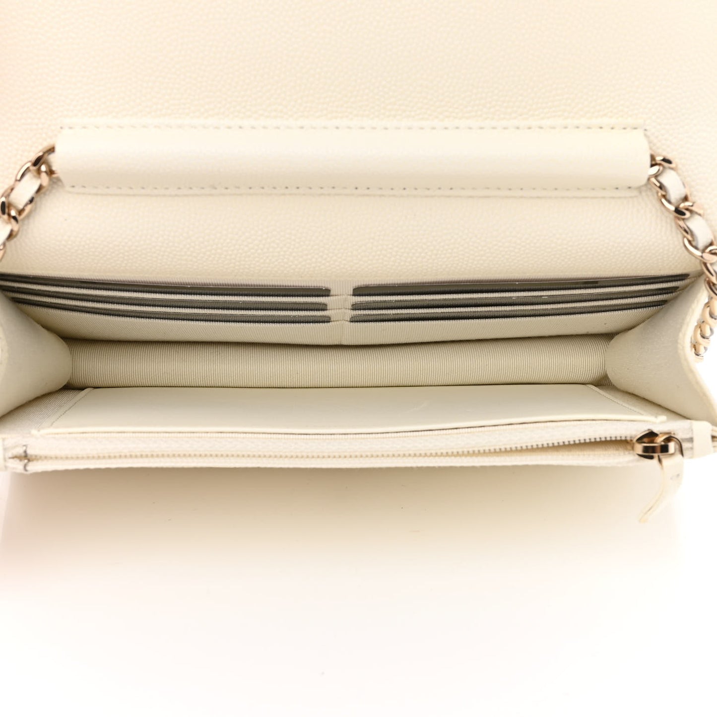 Caviar Quilted Wallet On Chain WOC White