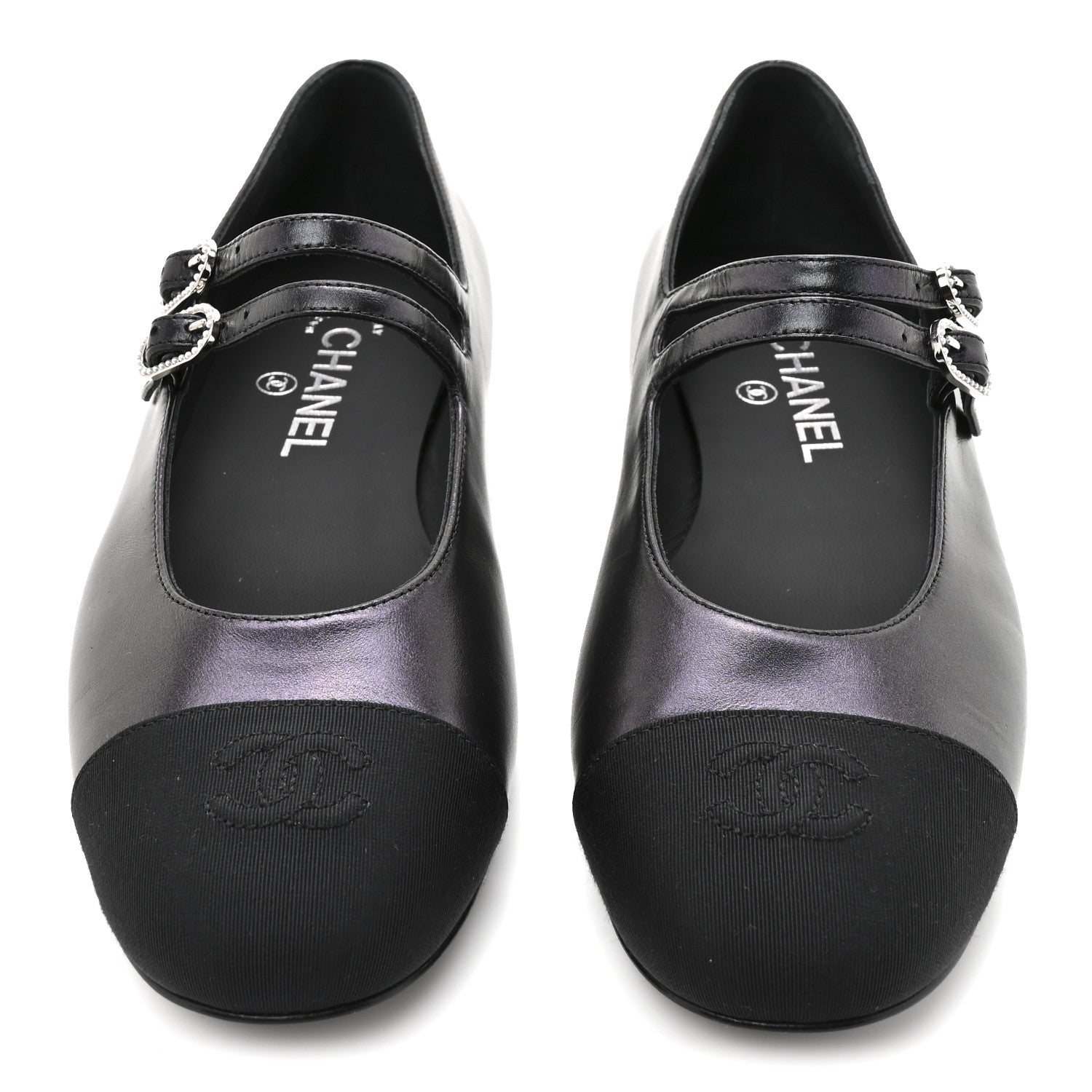 Chanel Lambskin Grosgrain Mary Jane Flats 39 Black 3 of 9