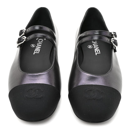 Chanel Lambskin Grosgrain Mary Jane Flats 39 Black 3 of 9