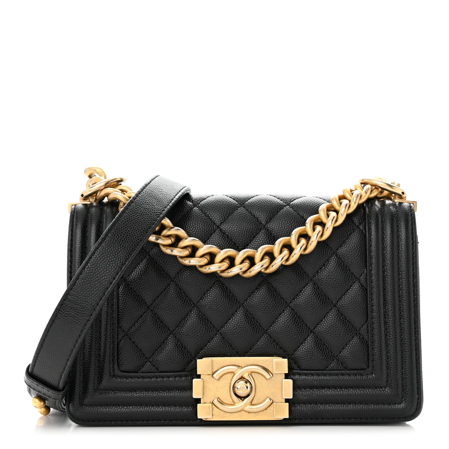 Caviar Quilted Small Boy Flap Black