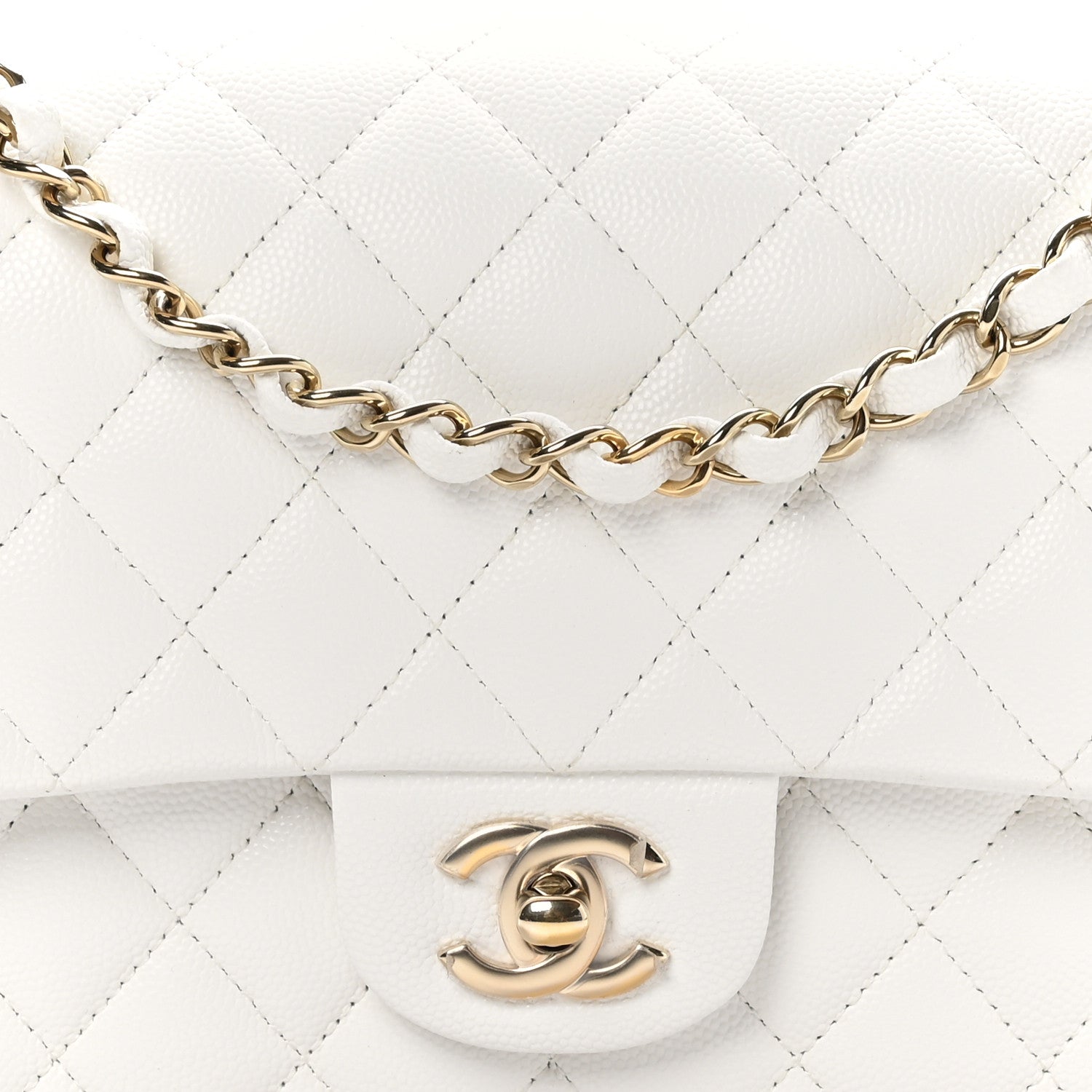 Chanel Caviar Quilted Medium Double Flap White 8 of 11