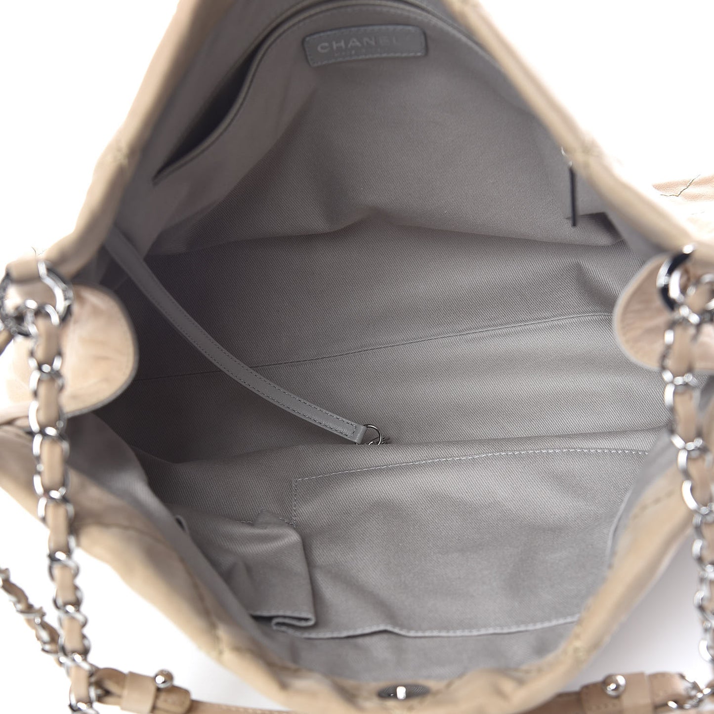 Iridescent Calfskin Small Sea Hit Tote Beige