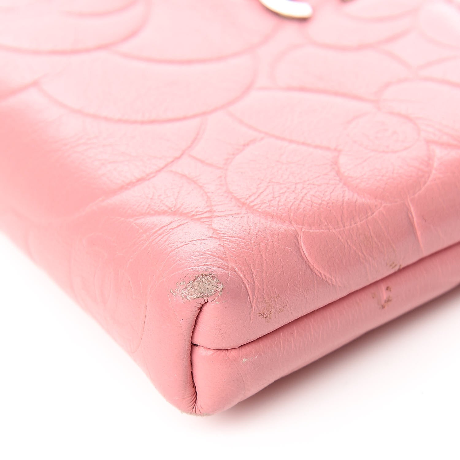 Chanel Lambskin Camellia Embossed Key Holder Case Pink 9 of 13